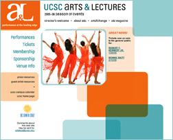 UCSC Arts & Lectures website 2005-06 season - home page